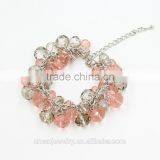 2015 New Arrival Bracelet,Cluster Transparent And Pink Glass Beads Charm Bracelet thumbnail-2