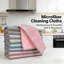 2 in 1 Microfiber Kitchen Scrubber Cloth Non Scratch Dish Cloth Absorbent Kitchen Cleaning Towel thumbnail-2