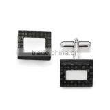 Stainless Steel Polished And Brushed Carbon Fiber Cuff Links, Black Carbon Fiber Cufflinks