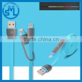 Colorful Micro USB 2in1 data charger cable for iphone , android data cable , ios data cable