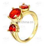 Beautiful three big red stone ring for women