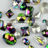 Jewelry making rainbow colour glass stones, multi colored glass stones