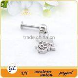 Fashion Stainless Steel With Crystal Skull Lip Piercing thumbnail-1