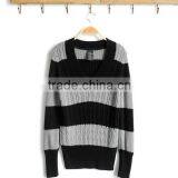 Lady's v Neck Pullover Cable Knitting Sweater