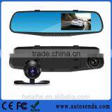Promotion Dual Lens 1080P 4.3inch Rearview Mirror DVR Camera With Two Lens thumbnail-1