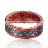Wholesale Natural Wood Ring, Black Blue Carbon Fiber Inlay Wood Rings Men thumbnail-3