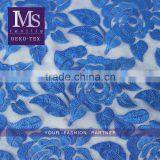 Applique Blue Rose Embroidery Tulle Lace Fabric Chemical Mesh Guipure Dress Fabric thumbnail-1