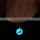 2016 Luminous Winter New Fashion Silver Chain Sweater Jewelry Animal Pictures Pendant Christmas Glow Elk Necklaces thumbnail-5