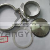 stainless steel 3'' tri clover clamp with end cap ferrule and gasket