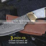 A DIFFERENT WOOD COMBINATION HANDLE DAMASCUS STEEL HUNTING KNIFE thumbnail-2