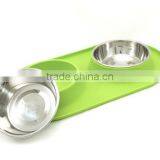 Medium Stainless Steel Double Dog Feeder With Non-Slip Silicone Base thumbnail-2