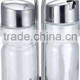 Stainless Steel Condiment Holders Glass Bottle Vinegar Oil Glass Cruet Set thumbnail-5
