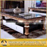 Fancy Coffee Table With Golden Stainless Steel Frame