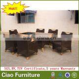 Garden Furniture Teakwood Glass Table and Chairs 6 People Dining Set thumbnail-1