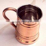 LONG MOSCOW MULE SOLID COPPER MUG WITH COPPER HANDLE NICKLE LINED thumbnail-1