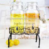 Twins Water Jar Ice Water Jar Juice Glass Dispenser With Metal Stand thumbnail-3