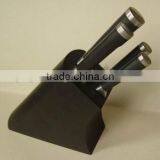 Black 5- Slots Solid Wood Knife Block, Stand, Holder, Black Lacquer Coated thumbnail-2