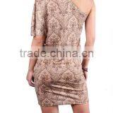 2015 One -shoulder Full Print Sexy Women Dress thumbnail-2