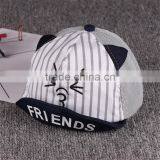High Quality Fashion Funny Trendy So Far So Lucky Embroidery Striped Kids Baseball Hats thumbnail-1