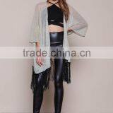 MGOO OEM Services Gold Dust Kimono Cardigan Fashion Tassels Tops Women Sexy Shawl Clothes Loose thumbnail-6