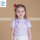 Summer Girls Cotton T Shirt Lavender Color With Embroidery Flowers thumbnail-2