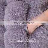 Super Quality New Style 2016 Spring Fall Women's Long Real Fox Fur Vest Blue Fox Fur Jacket Natural Fox Fur Waistcoat thumbnail-6