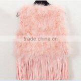 B Rabbit Fur Tassels Fashion Turkey Feather Vest thumbnail-6