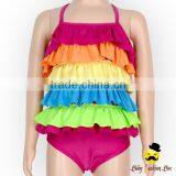 Sweet Children Strap Ruffle Kids Beach Little Girl Modeling Rainbow Swimwear Clothes thumbnail-2