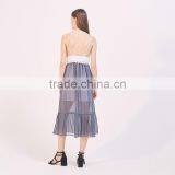 Hot Style Splice Sexy Women Deep V-neck Slip and Ruffled Hem Dress thumbnail-2