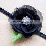 New Born Baby Girl Headband, Small Chiffon Flower Baby Headband thumbnail-5