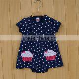 2017 Summer Cinched Short Sleeve Girl Romper One Piece Polka Dot New Born Baby Dress thumbnail-4