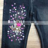 Girls Cute Printed Denim Pant,denim Pant Decorated With Fancy Button and Plaid #9R5833 thumbnail-5
