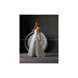 A-line Scoop Strapless Sattin Yarn Floor-length Beading Ruffled Wedding Dress