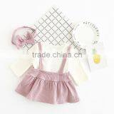 B22220A Infant Baby Autumn Clothing Sets Sweet Baby Long Sleeve Blouse and Sling Dress Sets thumbnail-3