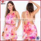 China Online Shopping Hot Dress in Orange Tie Dye Print Dress for Women thumbnail-1