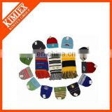 Cable knitted hat scarf gloves set