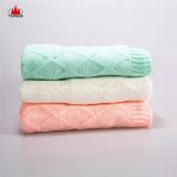 100%Cotton Chunky cable knit fabric sweater fabric blanket With Faux Fur Back
