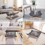 Cat Hammock Pet Cots for Small Animals Detachable Wooden Frame Square Hanging Cat Sofa Sleeping Bed thumbnail-5