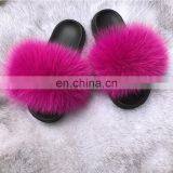 2020 Summer New Design Mules Pantuflas Fluffy Bohemian Colorful Dames Design Fashion Eva Foam Rainbow Fox Fur Slide Slippers thumbnail-5