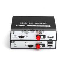 H D M I Fiber Optic Extender Support USB 2.0 Fiber Optic Video Audio Converter With Loop Out thumbnail-1