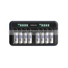 Factory High Quality 8 Bays AAA AA battery charger nimh nicd battery charger with Type C charger cable