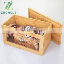 100% Bamboo Bread Box Bin With Lid Front Window for Kitchen Countertop thumbnail-4