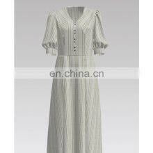 Оптовая продажа от завода дешевой вертикально-полосатой хлопчатобумажной шелковой сукно для платья thumbnail-2