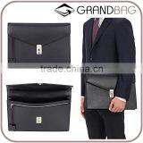 New York Men Black Smooth Leather Gusseted Portfolio Leather Business Bag Hand Bag thumbnail-1