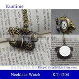 Cute Vintage Necklace With Bronze Butterfly Shape Quartz Movt Pocket Watch thumbnail-1