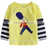 Soldier Printing Picture Stripe Sleeve Yellow Color Fall Long Sleeve Clothes for Kids thumbnail-1