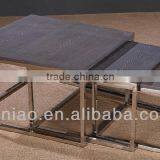SK1301S -ABC Metal Base Rustic Wood Nesting Table thumbnail-1