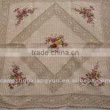 Floral Lace Print Linen Embroidery Rectangle Tablecloth thumbnail-1