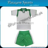 Soccer Uniform White Jersey with Green Shorts