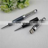 TCR-08 novelty crystal touch pen , 3 in 1 stylus pen with usb drive